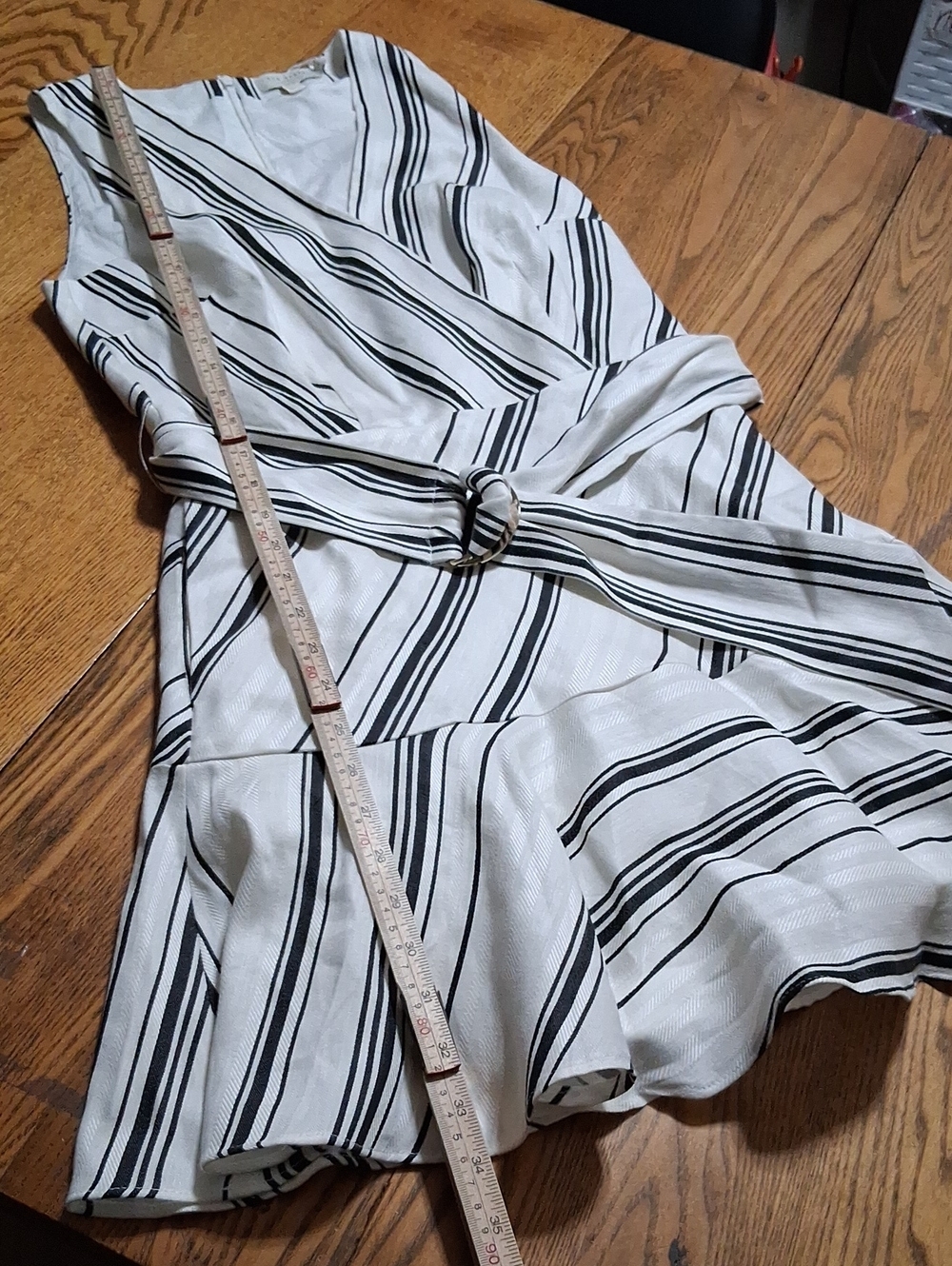 Ted Baker Dress NEW Womens Sleeveless 2 ALIICEE STRIPED MINI Belt White Cream